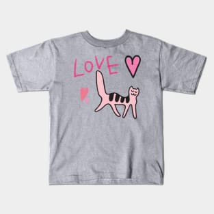 I LOVE PINK, PINK CAT Kids T-Shirt